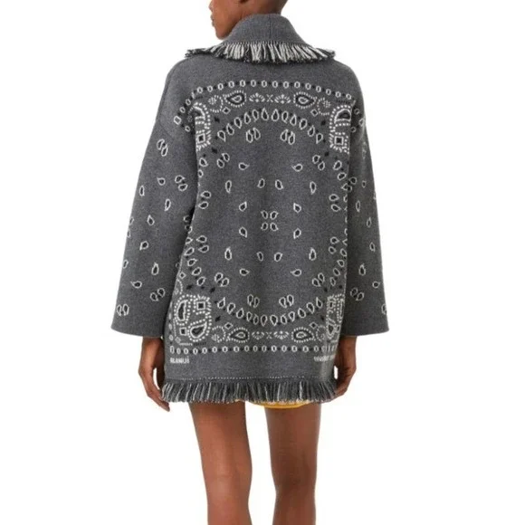 Alanui Bandana Jacquard Icon Cardigan Dark Grey M/L - Picture 6 of 10